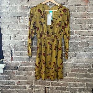 Daniel Rainn Mustard Floral Long Sleeve Dress